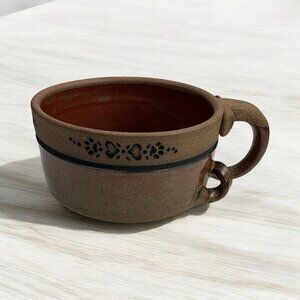 Earthworks Pottery Vermont Brown Glaze Soup Bowl with Handle Signed